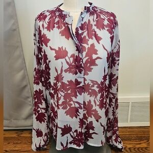 Target A New Day Blue & Burgundy Floral Blouse size XS